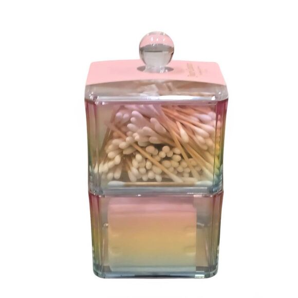 Juicy Couture Iridescent Rainbow Cosmetic Organizer w/Cotton Squares & Swabs - Picture 2 of 10
